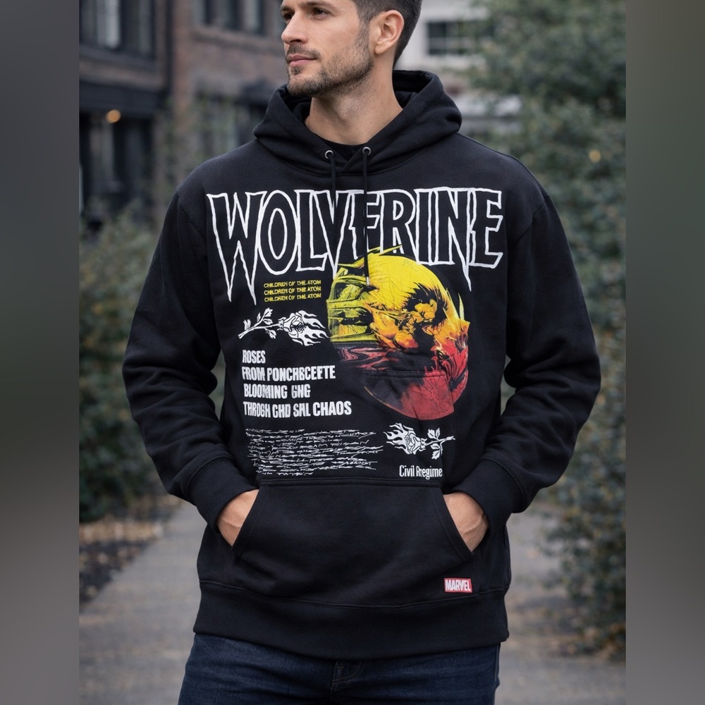 Civil Regime x Marvel‎ Wolverine Hoodie Black Graphic Pullover men’s Size Large